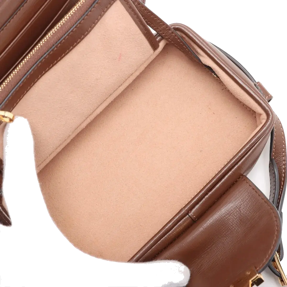 Pre-Loved GG Supreme Crossbody Bag Monogram Coated Canvas Mini with Gold Hardware, Beige/Brown