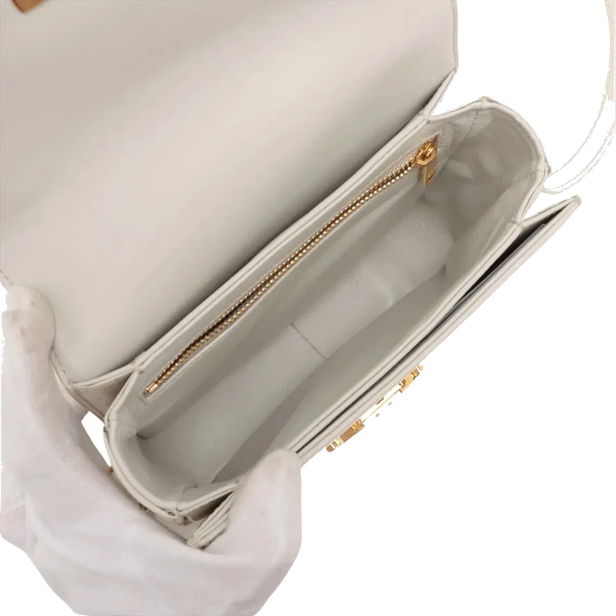 Pre-Loved Triomphe Shoulder Bag Leather Teen with Gold Hardware, White