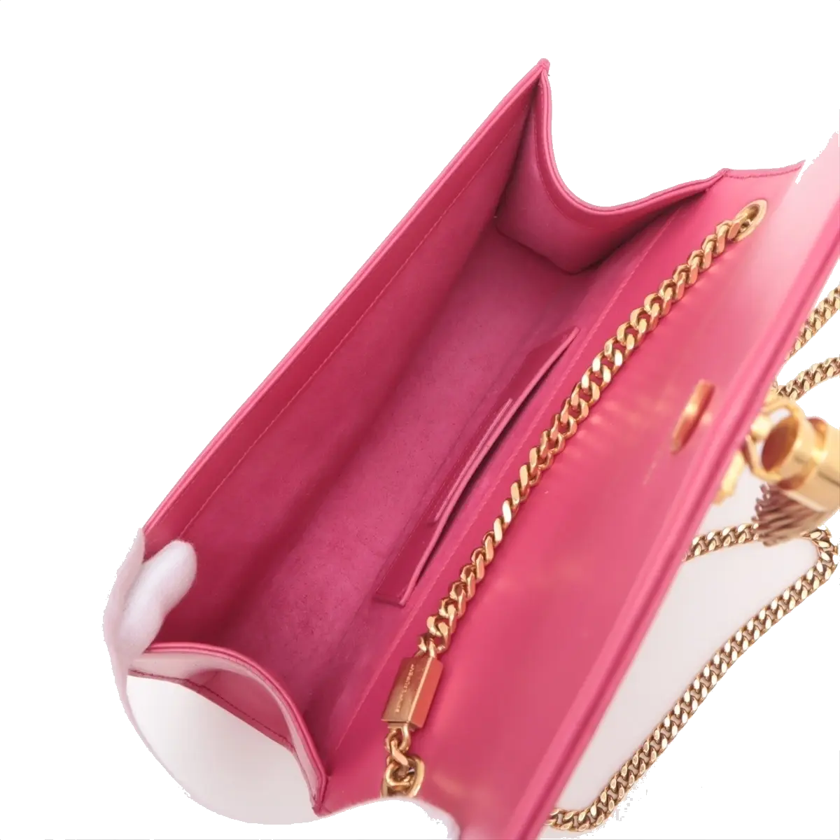 Pre-Loved Kate Tassel Shoulder Bag Leather Medium with Gold Hardware, Pink