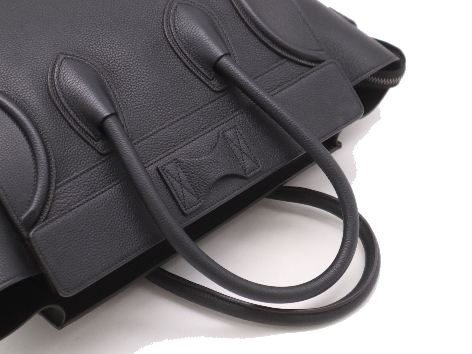Pre-Loved Luggage Tote Leather Mini with Silver Hardware, Black