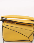 Pre-Loved Puzzle Crossbody Bag Leather Nano with Silver Hardware, Yellow