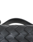 Pre-Loved Intrecciato Camera Bag Crossbody Bag Intrecciato Leather Small with Gold Hardware, Black
