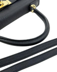 Pre-Loved Kelly Handbag Black Leather with Gold Hardware 28, Black