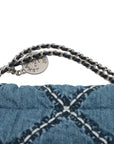 Pre-Loved Chanel 22 Tote Quilted Denim Mini with Silver Hardware, Blue