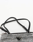 Pre-Loved Satin Crystal Tote Shoulder Bag Embellished Satin Small with Silver Hardware, Black