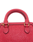 Pre-Loved Horsebit 1955 Handbag Woven Raffia Mini with Gold Hardware, Pink