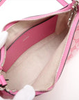 Pre-Loved GG-P Half-Moon Shoulder Bag Monogram Coated Canvas Small with Silver Hardware, Pink