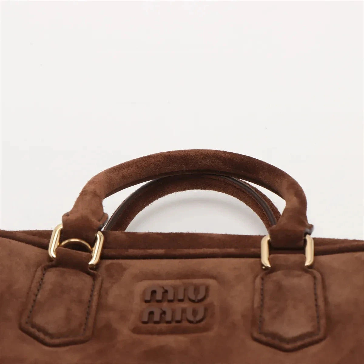 Pre-Loved Arcadie Handbag Suede Small with Gold Hardware, Brown