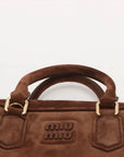 Pre-Loved Arcadie Handbag Suede Small with Gold Hardware, Brown