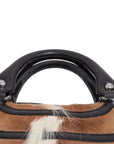Pre-Loved Boogie Handbag Pony Hair with Silver Hardware, Brown and White