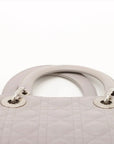 Pre-Loved Lady Dior Handbag Cannage Leather Large with Silver Hardware, Grey