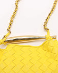 Pre-Loved Sardine Mini Shoulder Bag Intrecciato Leather Mini with Gold Hardware, Yellow