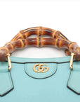 Pre-Loved Diana Bamboo Tote Leather Mini with Gold Hardware, Light Blue