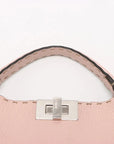 Pre-Loved Peekaboo Selleria Handbag Leather Mini with Silver Hardware, Pink
