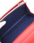 Pre-Loved Wallet on Strap Crossbody Bag Leather with Gold Hardware, Red