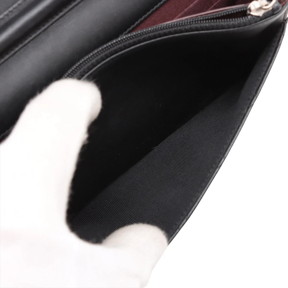 Pre-Loved Wallet on Chain Crossbody Bag Quilted Leather with Silver Hardware, Black