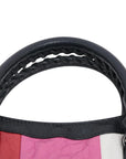 Pre-Loved Classic City Handbag Striped Leather Small with Aged Bronze Hardware, Black, White, Pink, Red
