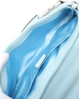 Pre-Loved Horsebit Chain Shoulder Bag Quilted Leather Small with Silver Hardware, Light Blue
