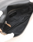 Pre-Loved Baguette Crossbody Bag Monogram Suede Mini with Silver Hardware, Beige