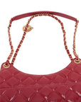 Pre-Loved Quilted Hobo Shoulder Bag Quilted Patent Leather with Aged Gold Hardware, Red