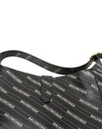Pre-Loved Jackie 1961 Shoulder Bag Logo Stripe Leather Medium with Gold Hardware, Black