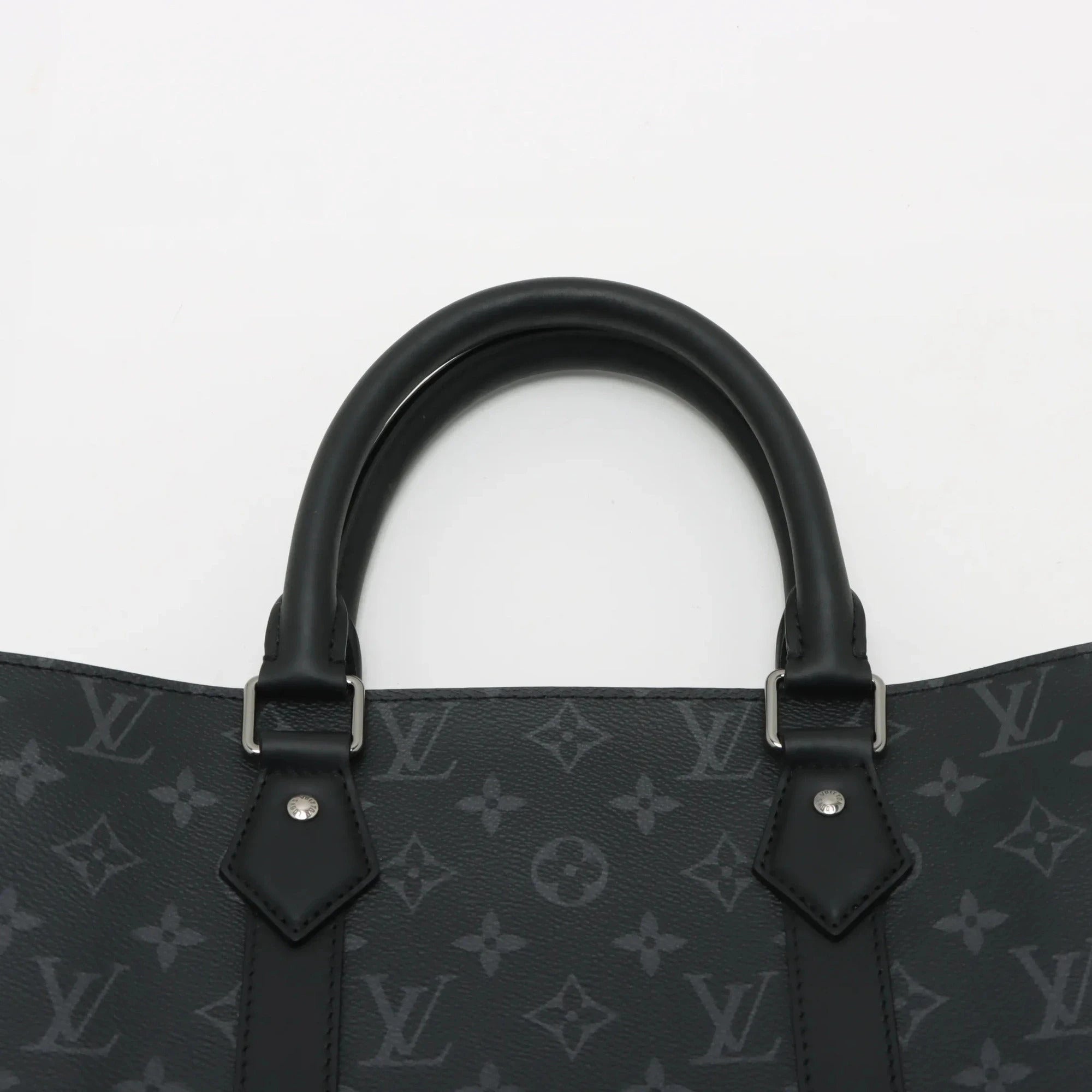Pre-Loved Sac Plat Tote Monogram Coated Canvas with Silver Hardware, Black