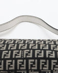 Pre-Loved Mamma Baguette Shoulder Bag Zucchino Coated Canvas with Gold Hardware, Black and Grey