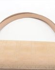 Pre-Loved Lady Dior East West Handbag Cannage Suede with Silver Hardware, Beige