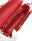 Pre-Loved Triomphe Shoulder Bag Leather Teen with Gold Hardware, Red