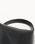 Pre-Loved Puzzle Fold Pouch Pochette Leather with Silver Hardware, Black