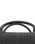 Pre-Loved Intrecciato Boston Duffle Duffle Bag Intrecciato Leather Large with Aged Silver Hardware, Black
