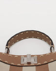 Pre-Loved Peekaboo Handbag Striped Canvas Mini with Silver Hardware, Brown and Beige