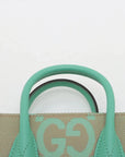 Pre-Loved Jumbo GG Mini Tote Tote Monogram Coated Canvas Mini with Gold Hardware, Beige and Green