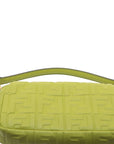 Pre-Loved Baguette Shoulder Bag Embossed FF Logo Leather Medium with Gold Hardware, Green