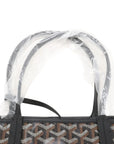 Pre-Loved Saint Louis Tote Goyardine Chevron Coated Canvas GM with Silver Hardware, Black/Brown