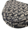 Pre-Loved Saddle Pochette Oblique Canvas Mini with Silver Hardware, Navy and Grey