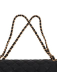 Pre-Loved Classic Double Flap Shoulder Bag Quilted Leather Jumbo with Gold Hardware, Black