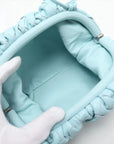 Pre-Loved The Pouch Crossbody Bag Intrecciato Leather Mini with Silver Hardware, Light Blue