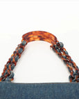 Pre-Loved CC Denim Tote Denim with Tortoise Shell Hardware, Blue