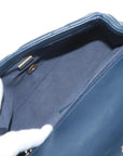 Pre-Loved Matelassé Mini Flap Crossbody Bag Quilted Leather Mini with Aged Gold Hardware, Navy