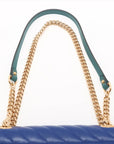 Pre-Loved GG Marmont Shoulder Bag Quilted Leather Small with Gold Hardware, Blue