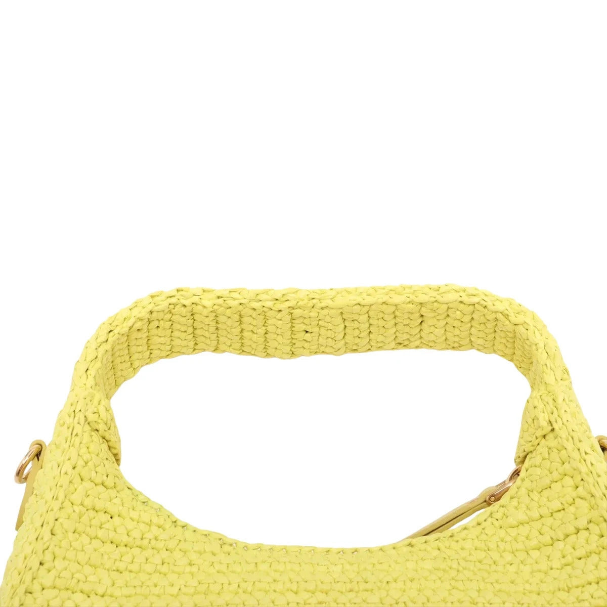 Pre-Loved Wander Hobo Shoulder Bag Raffia Mini with Gold Hardware, Yellow
