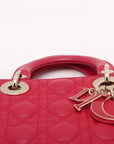 Pre-Loved Lady Dior Handbag Cannage Leather Medium with Gold Hardware, Pink