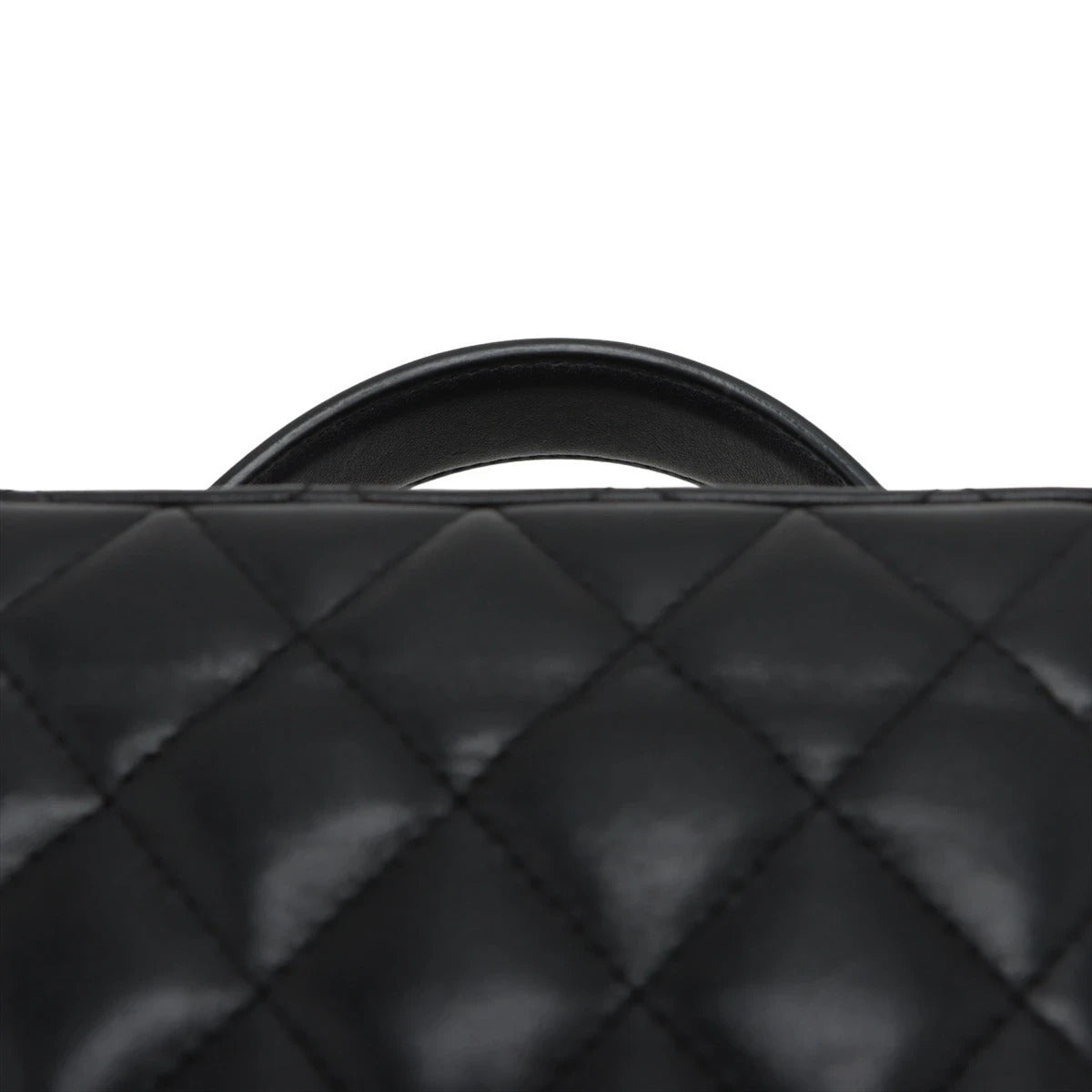 Pre-Loved Vanity Case Handbag Quilted Leather with Gold Hardware, Black