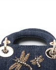 Pre-Loved Lady Dior Handbag Denim Mini with Gold Hardware, Blue