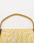 Pre-Loved Baguette Shoulder Bag FF Vertigo Coated Canvas with Gold Hardware, Yellow and White