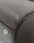 Pre-Loved Tote Leather with Silver Hardware, Dark Brown