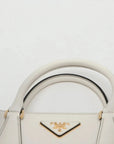 Pre-Loved Galleria Handbag Leather Small with Gold Hardware, Gradient Grey/White