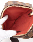 Pre-Loved Geronimos Crossbody Bag Damier Coated Canvas with Gold Hardware, Brown