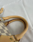Pre-Loved Speedy Handbag Damier Azur Coated Canvas 25 with Gold Hardware, Cream